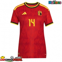 Camisa de Futebol Bélgica Dodi Lukebakio #14 Equipamento Principal Mulheres Mundo 2026 Manga Curta